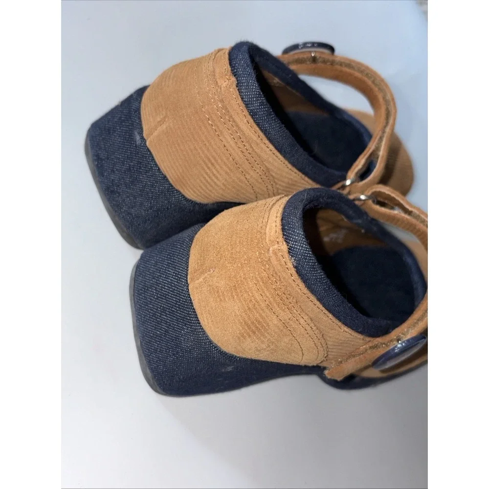 Tommy Hilfiger Girls Mary Jane's shoes Size 2 M Y2K Vtg Brown Corduroy Wedge